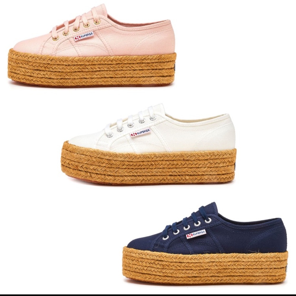 Cute Superga blue canvas platform shoes